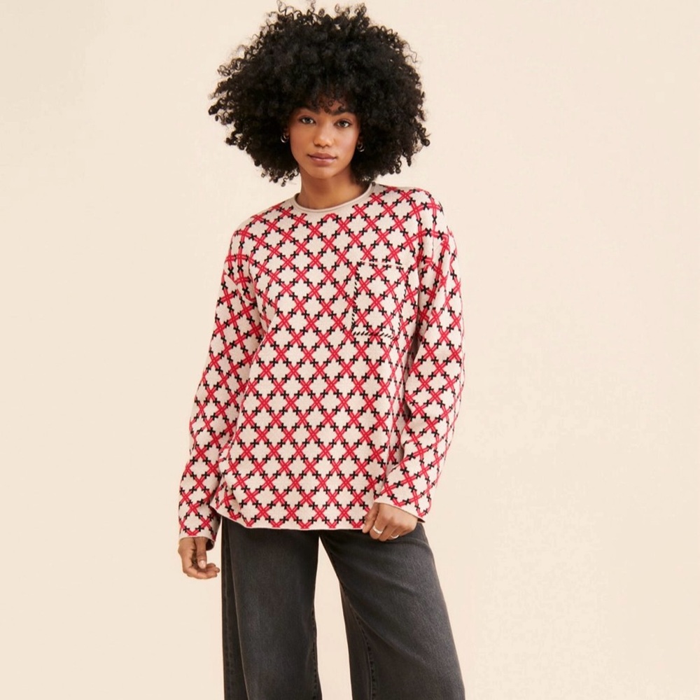 Free People x Saemdi Multi Abstract Pull Over Sweater